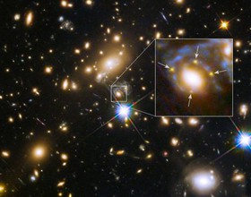 ستاره‌شناسان با استفاده از تلسکوپ فضایی هابل و یک عدسی بزرگنمایی طبیعی کیهانی توانسته‌اند چهار تصویر جالب را از یک ابرنواختر باستانی ثبت کنند.
