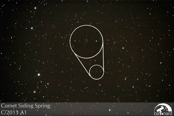 دنباله دار سایدینگ اسپرینگ C/2013 a1 Siding Spring)) در تاریخ 3 ژانویه 2013 توسط رابرت مکنات کشف شد، قدر این دنباله دار در زمان کشف 18 بوده است و اکنون به قدر 15.1 رسیده است.