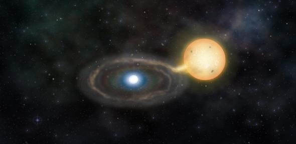 گروهی بین‌المللی از ستاره‌شناسان حرفه‌ای و آماتور، منظومه‌ای دوتایی یافته‌اند که در آن یک ستاره از ستاره‌ی دیگر تغذیه می‌کند درحالی‌که هیچ‌یک از این دو ستاره، هیدروژن (فراوان‌ترین عنصر در عالم) ندارند.