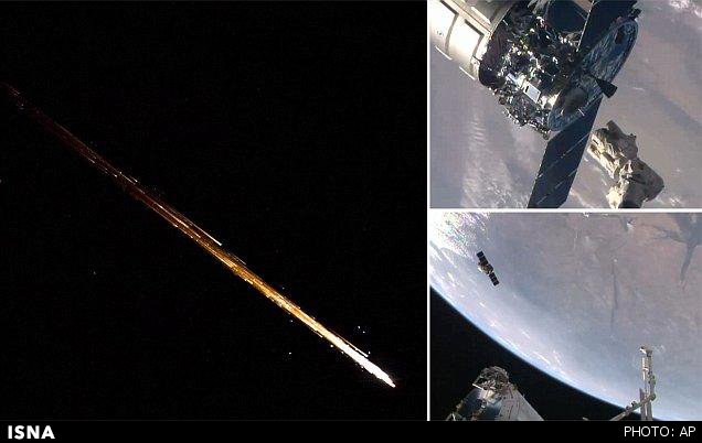 یکی از فضانوردان مستقر در ایستگاه فضایی بین‌المللی، لحظه ورود و سوختن کپسول باری سیگنوس در جو زمین را ثبت کرده است.