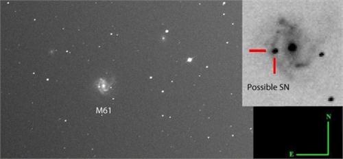 ابر نو اختری در کهکشان M61 کشف شد.