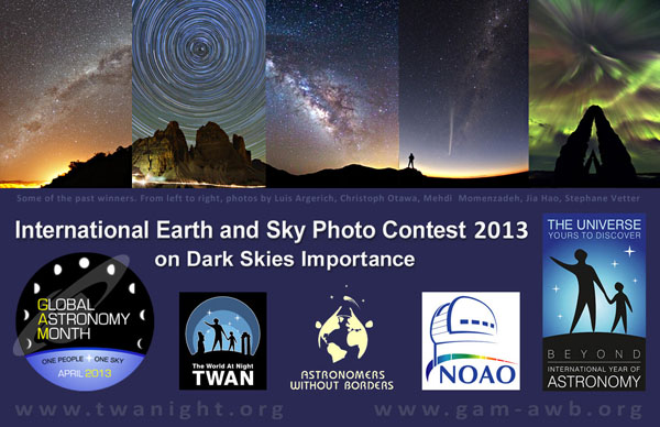 پروژه‌ی جهان در شب (TWAN) با همکاری چند سازمان دیگر چهارمین مسابقه‌ی عکاسی زمین و آسمان را با موضوع اهمیت آسمان تاریک در ماه جهانی نجوم برگزار می‌کند.

